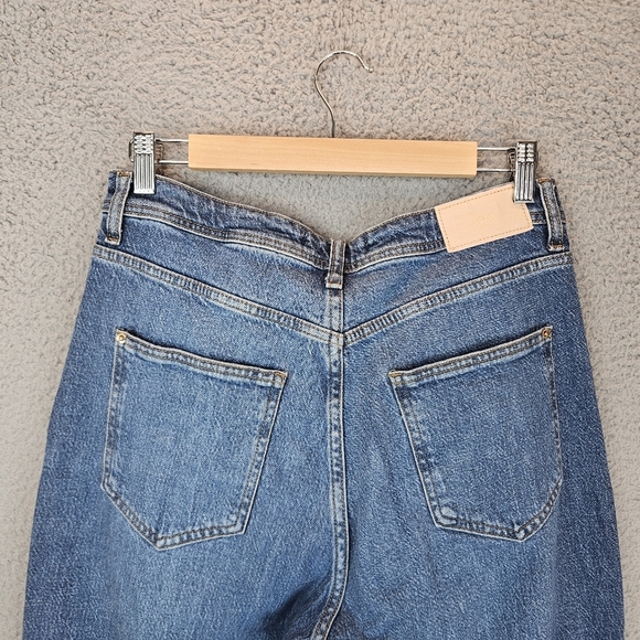 Zara Womens Jeans Sz 8 Blue Denim Split Inside Hem 90's High Waisted Stretch - Picture 8 of 11